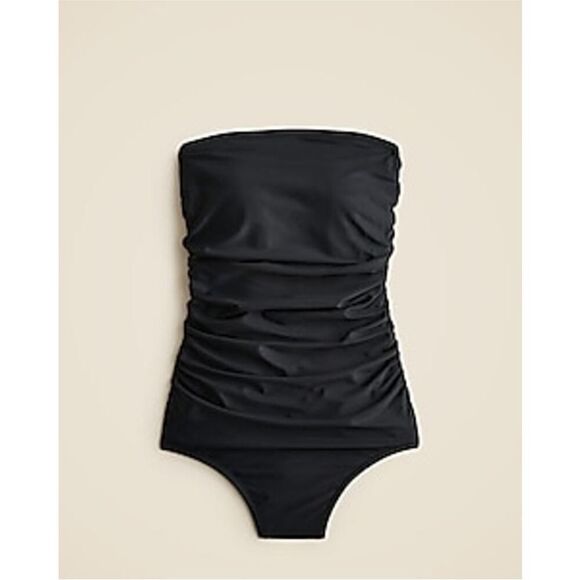 NWT J CREW Gemma ruched bandeau one-piece in black - Picture 3 of 14